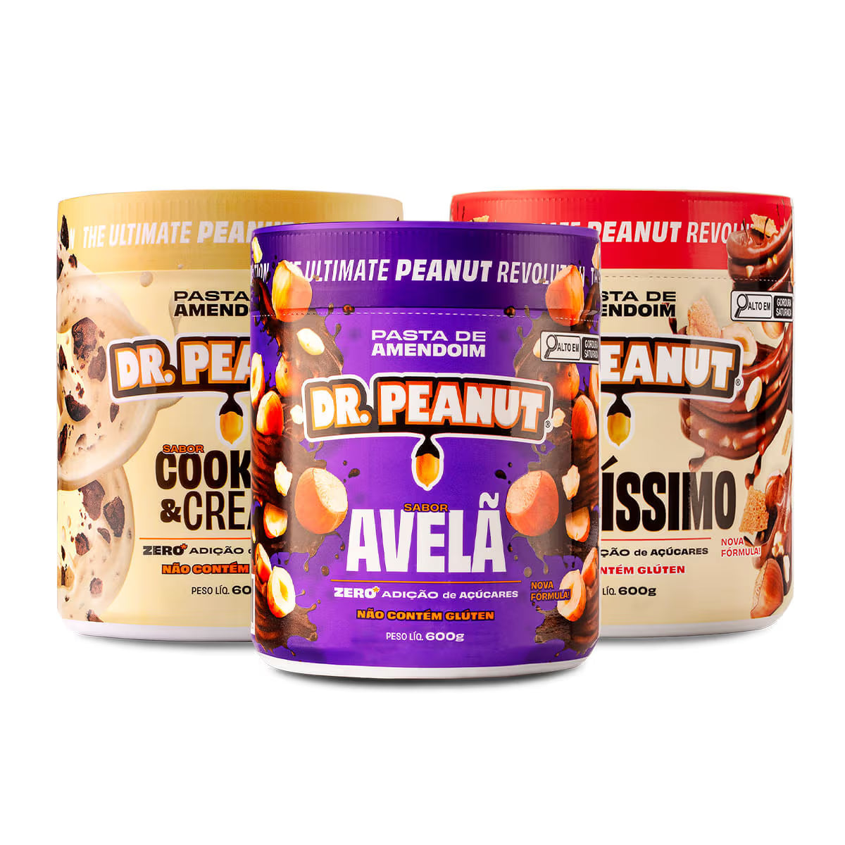 Combo Best Sellers - 3 pastas de 600g sabor Bueníssimo, Cookies & Cream e Avelã.