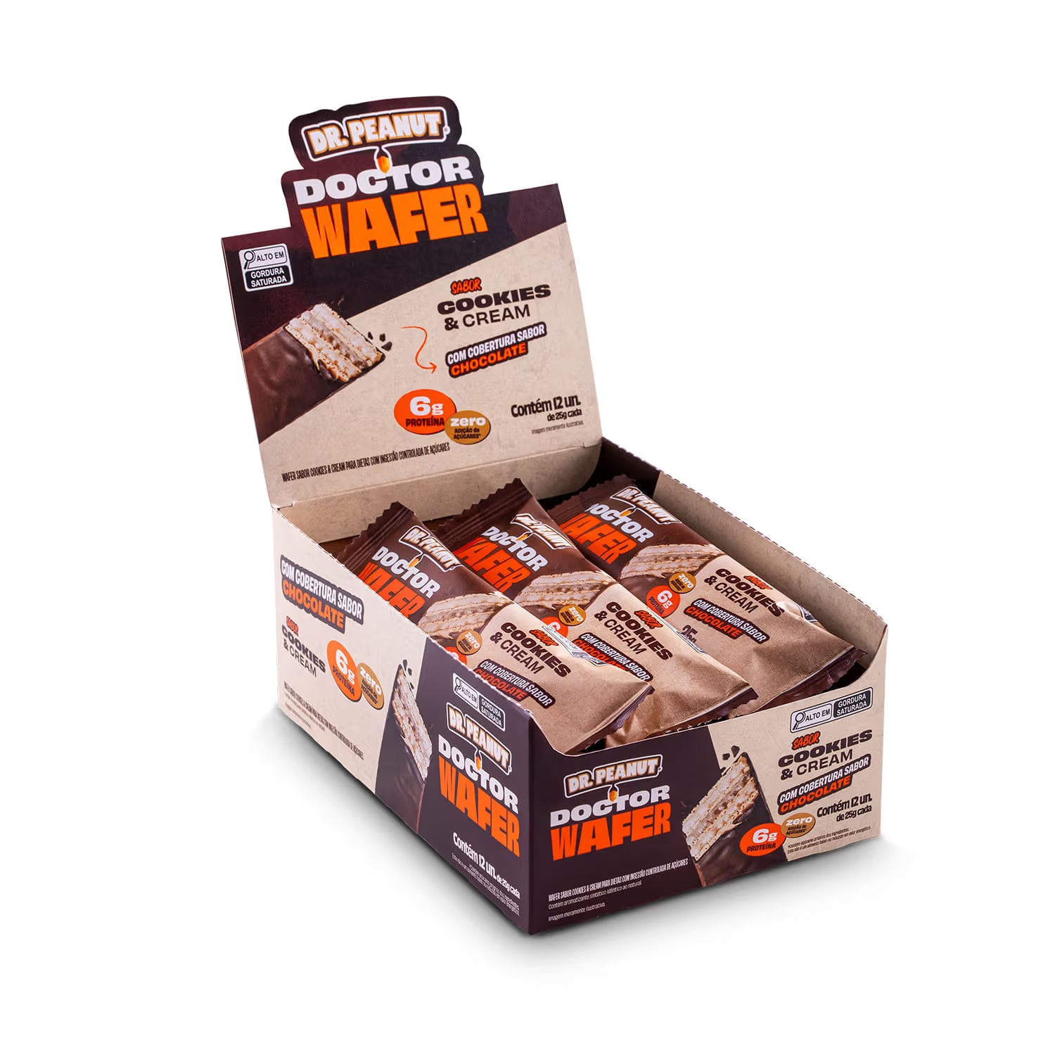 Display Doctor Wafer Cookies & Cream - 25g 12 Un. 300g