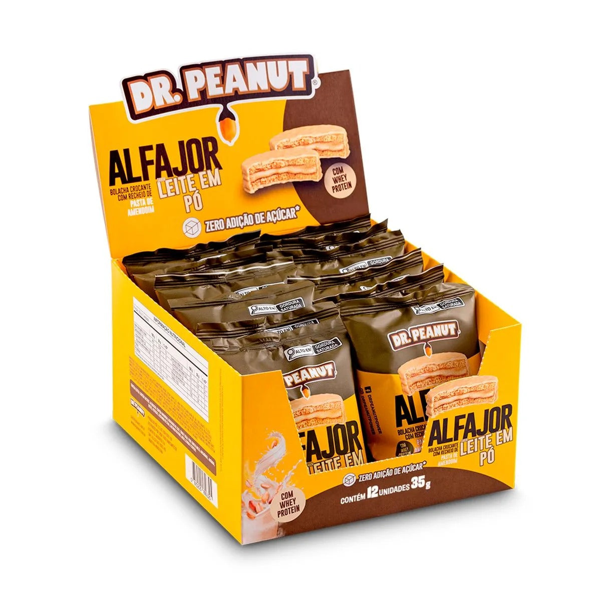 CAIXA ALFAJOR 35G 12 UNIDADES - DR PEANUT SABOR:LEITE EM PÓ